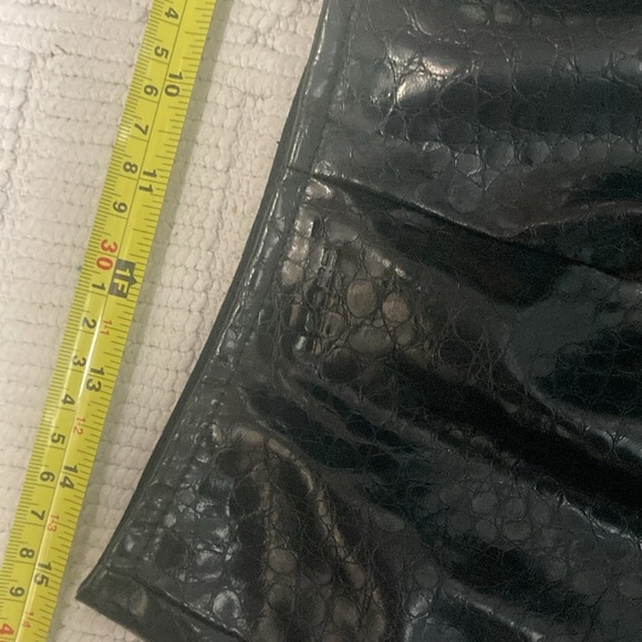 Faux leather polyester black snakeskin print women size 12 skirt vintage studio - Picture 9 of 11